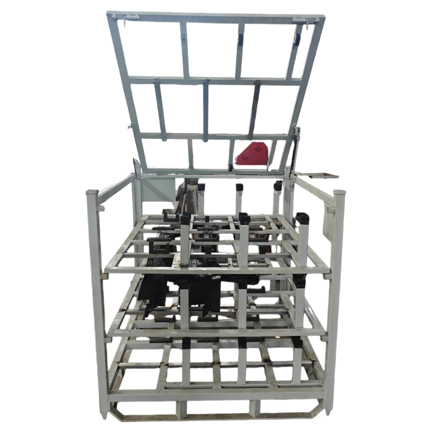 Frame in acciaio robusti con fodere di plastica e parti specifiche del trasporto.