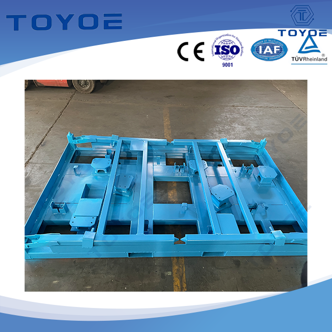 Rack in metallo blu impilabile e pieghevole per l'uso di fabbrica.