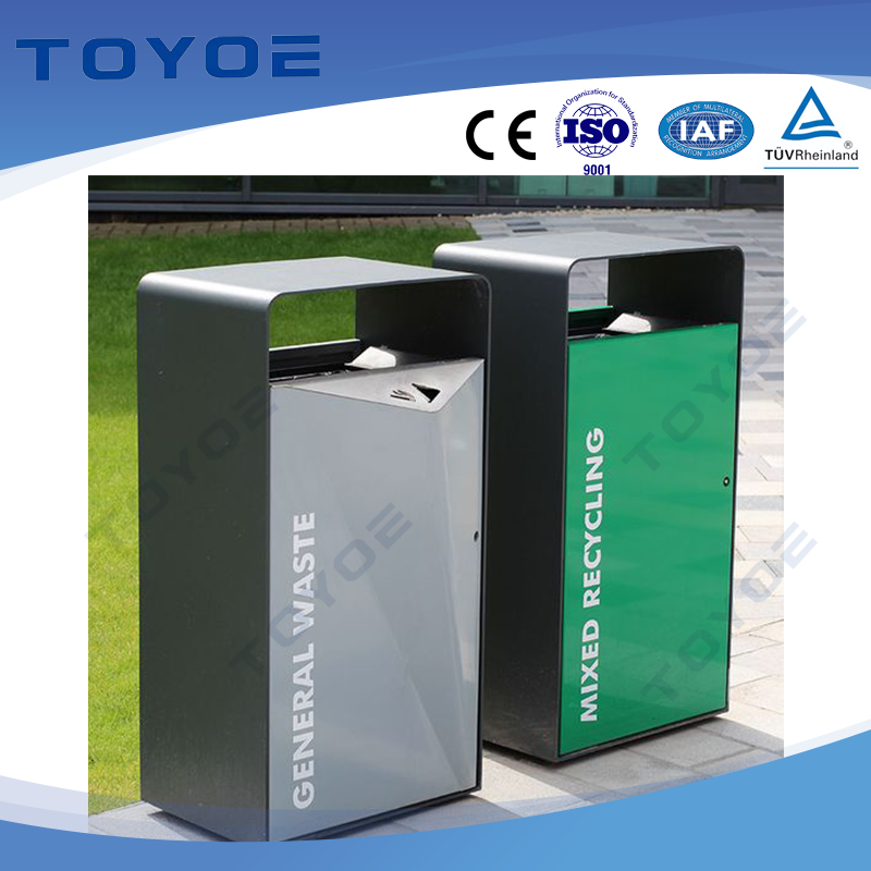 Riciclatore ecologico a doppio scomparto per stazioni urbane all'aperto