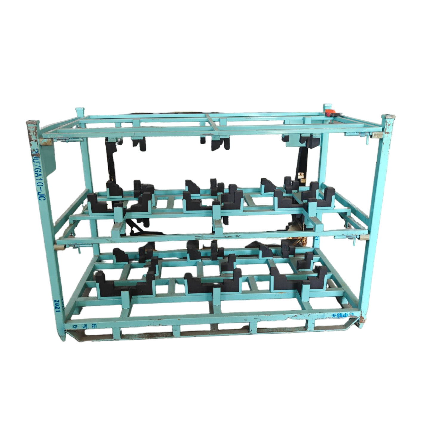 Frame in acciaio robusti con fodere di plastica e parti specifiche del trasporto.